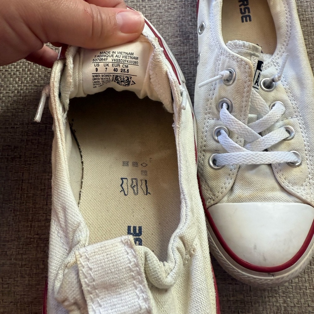 Converse Women's Off-White Canvas Sneakers with Red Trim